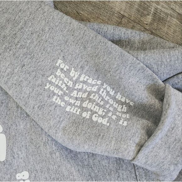 Bible Verse Hoodie Unisex Grey Forgiven Christian Top - Picture 2 of 2